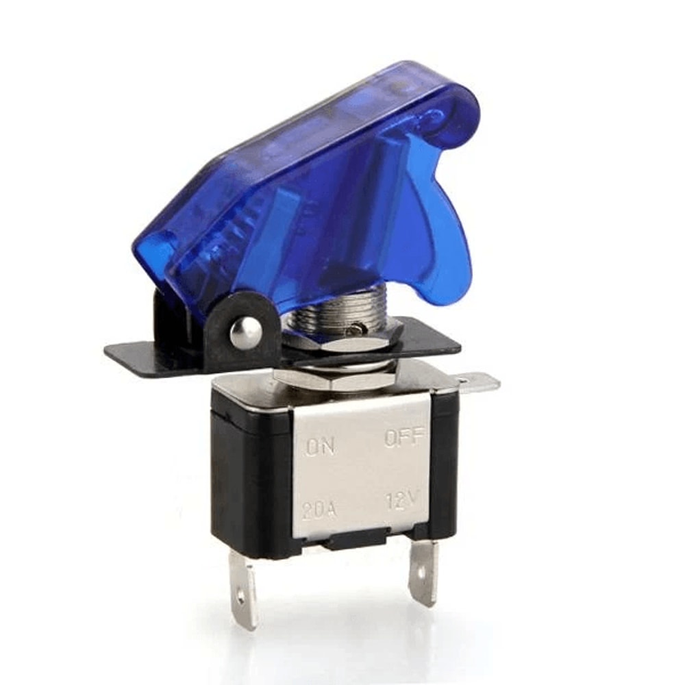 Blue LED Toggle Switch With Safety Cover SPST ON OFF 6