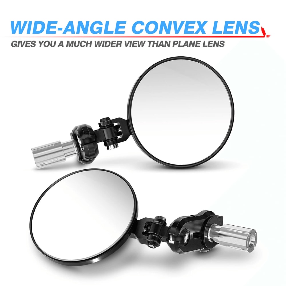 Round Motorcycle Bar End Mirrors Pair For Honda Yamaha Suzuki 6