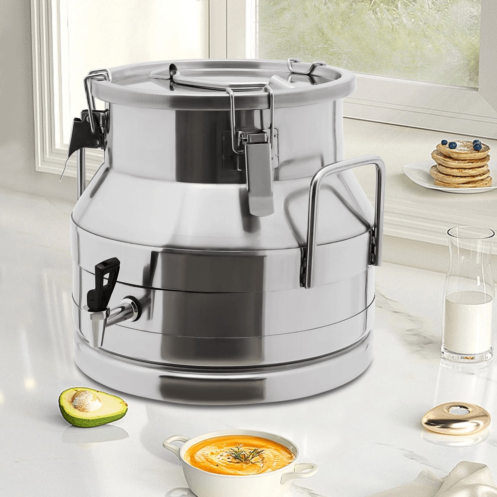 Stainless Steel Milk Can With Faucet Sealed Storage Jug 2