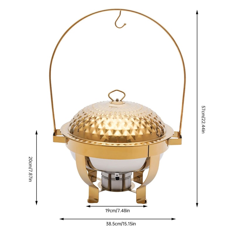 Round Chafing Dish Buffet Server With Gold Accent 9