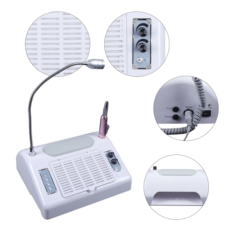 5 In 1 Manicure And Pedicure Kit With Nail Drill Dust Collector LED Light 1