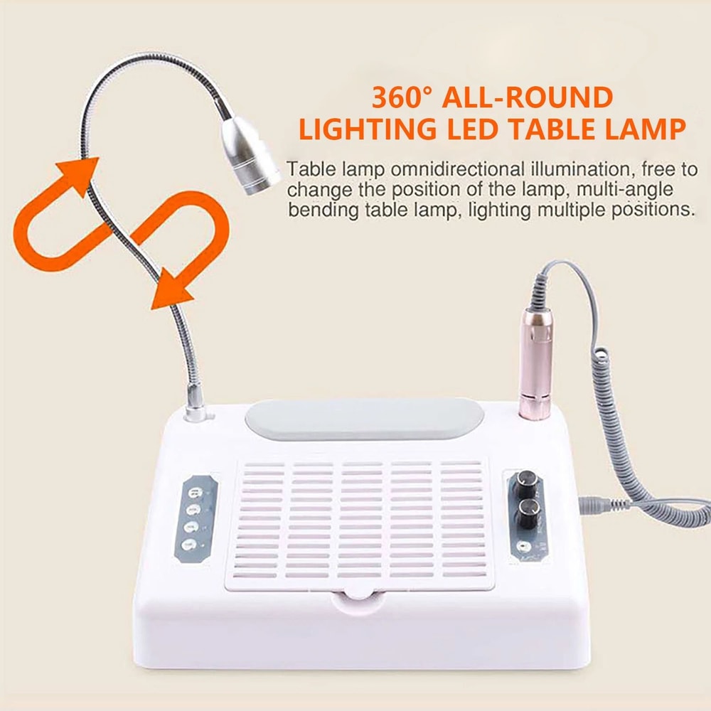 5 In 1 Manicure And Pedicure Kit With Nail Drill Dust Collector LED Light 4