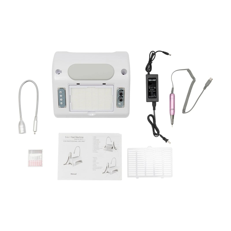 5 In 1 Manicure And Pedicure Kit With Nail Drill Dust Collector LED Light 5