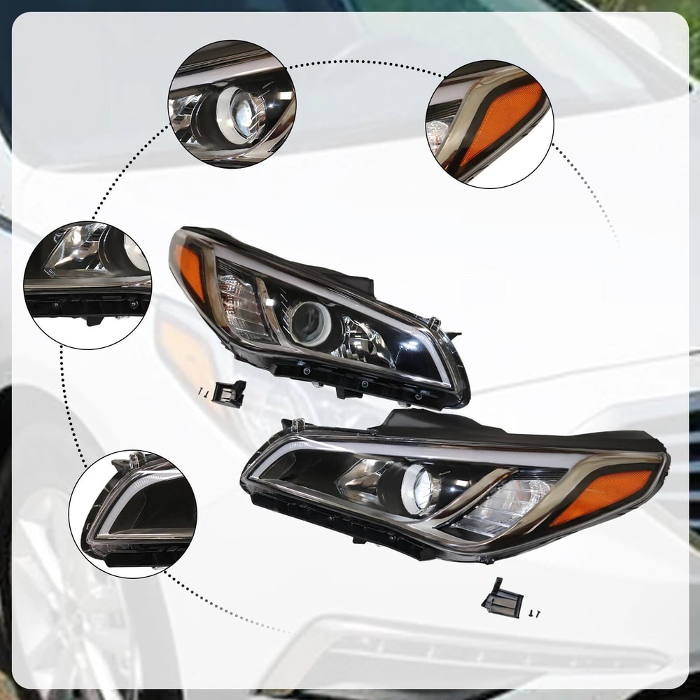 Headlight Set For Hyundai Sonata Left Right Headlamp Assembly OEM Quality Replacement 12