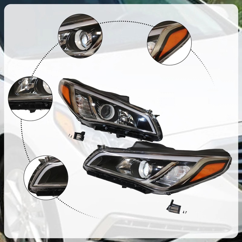 Headlight Set For Hyundai Sonata Left Right Headlamp Assembly OEM Quality Replacement 12