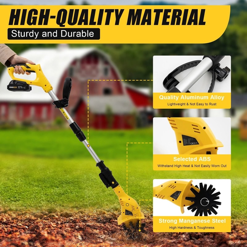 Electric Cordless Garden Tiller Rechargeable Rototiller Battery Powered Soil Cultivator Tool For Y 9