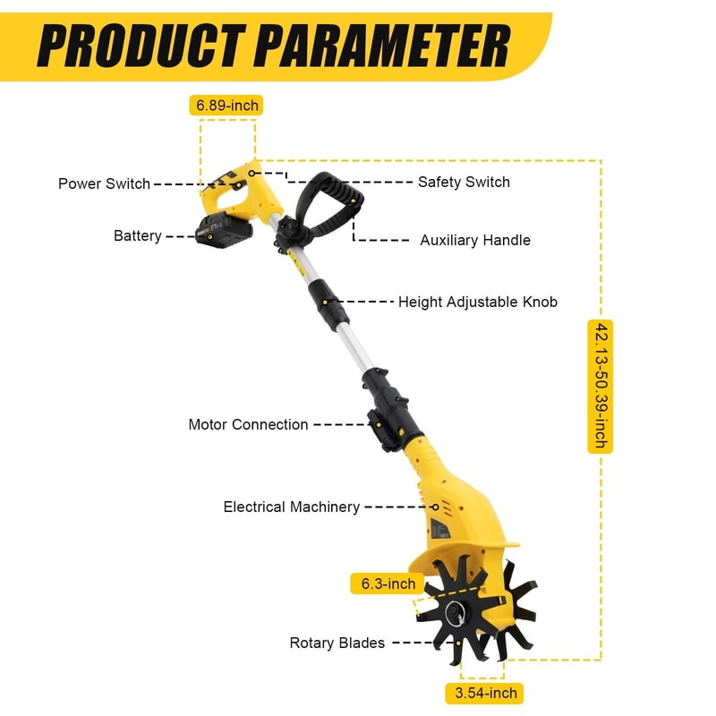 Electric Cordless Garden Tiller Rechargeable Rototiller Battery Powered Soil Cultivator Tool For Y 11