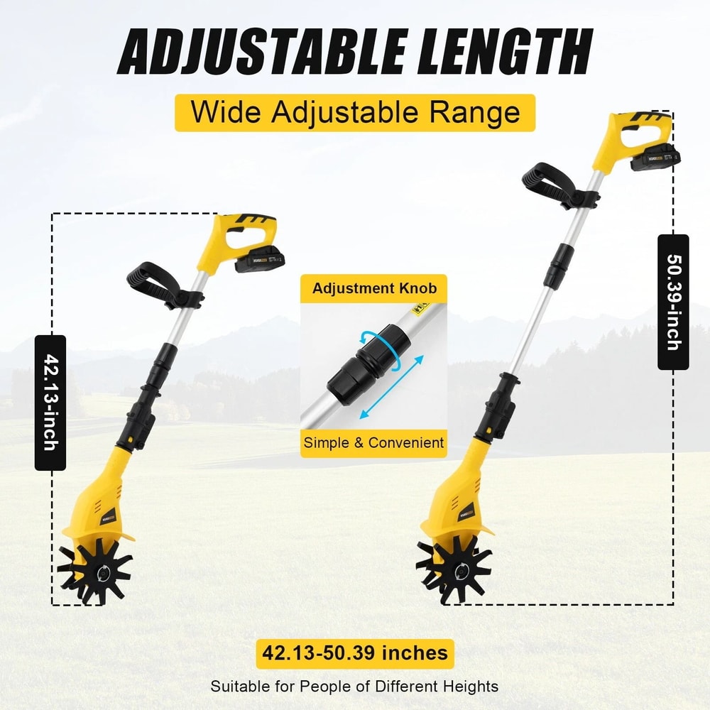 Electric Cordless Garden Tiller Rechargeable Rototiller Battery Powered Soil Cultivator Tool For Y 13