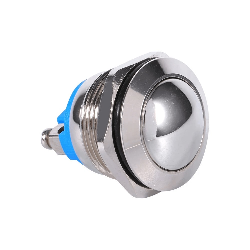 Silver Waterproof Metal Circle Push Button Momentary Horn Switch For CarBoat 2