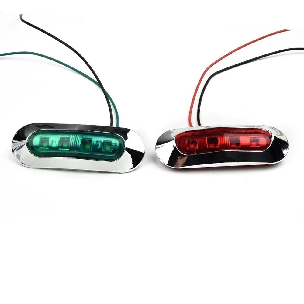 LED Boat Navigation Lights Red Green Universal Chrome Bow Light Set 9