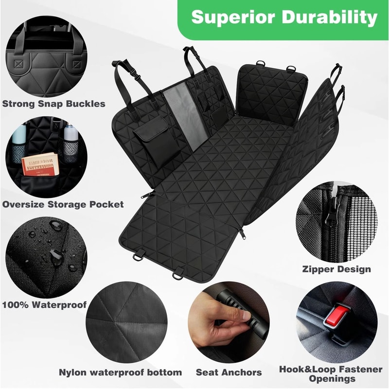 Waterproof Dog Car Seat Cover Hammock Oxford Back Seat Protector 8