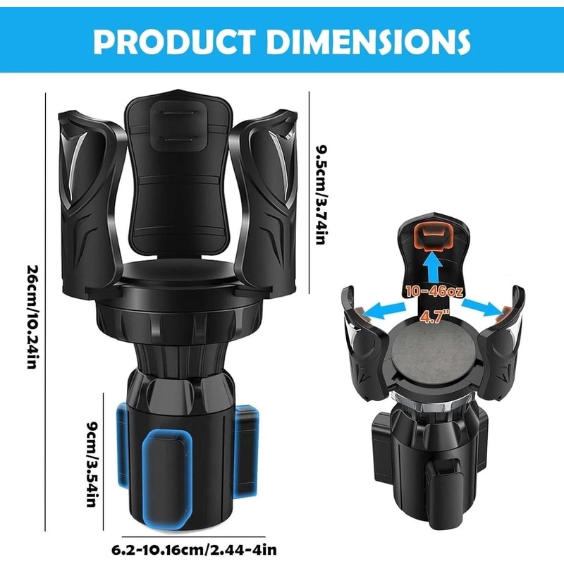 Car Cup Holder Phone Mount With Long Arm 360 Rotation And Adjustable Cup Expander 7
