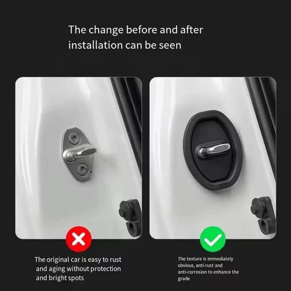 Car Door Lock Cover Set With Carbon Fiber Look Protective Trim 2