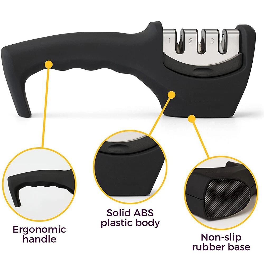 3 Stage Knife Sharpener With Tungsten Knife Sharpener System For Kitchen Blades 10