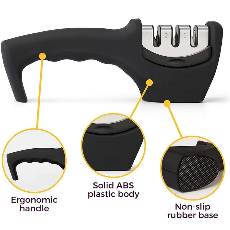 3 Stage Knife Sharpener With Tungsten Knife Sharpener System For Kitchen Blades 3