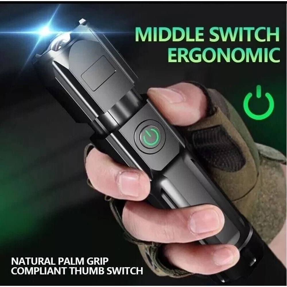 Rechargeable LED Flashlight USB Zoomable Tactical Work Light 6
