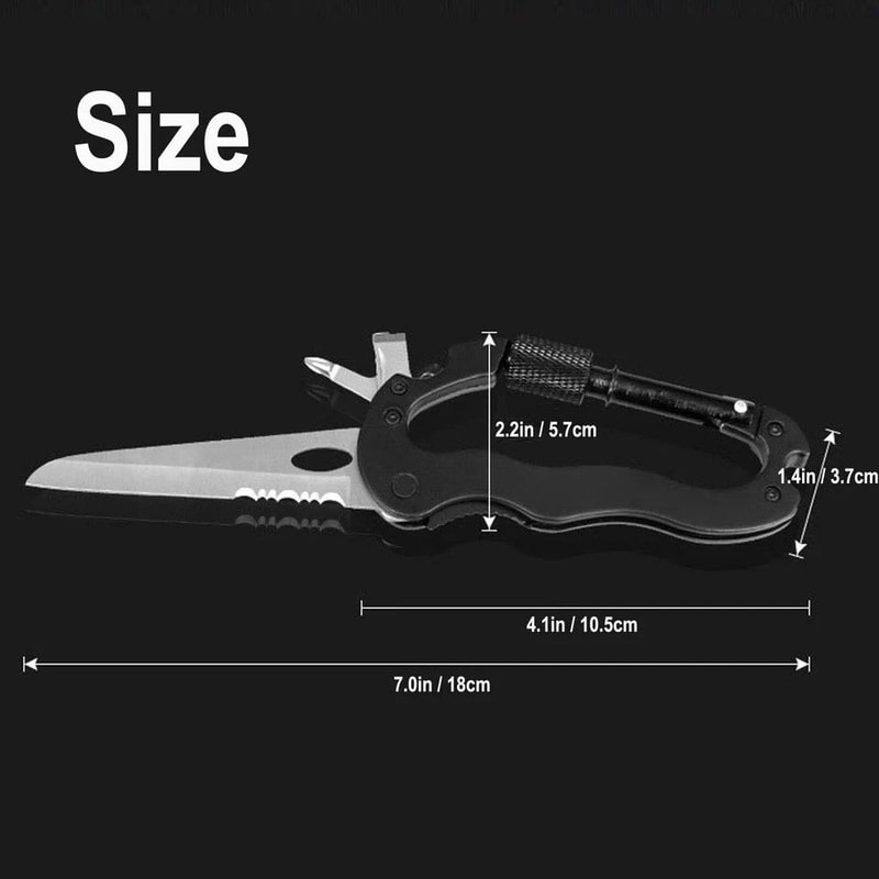 Multitool Carabiner Keychain Knife Clip With Screwdriver And Bottle Opener 1