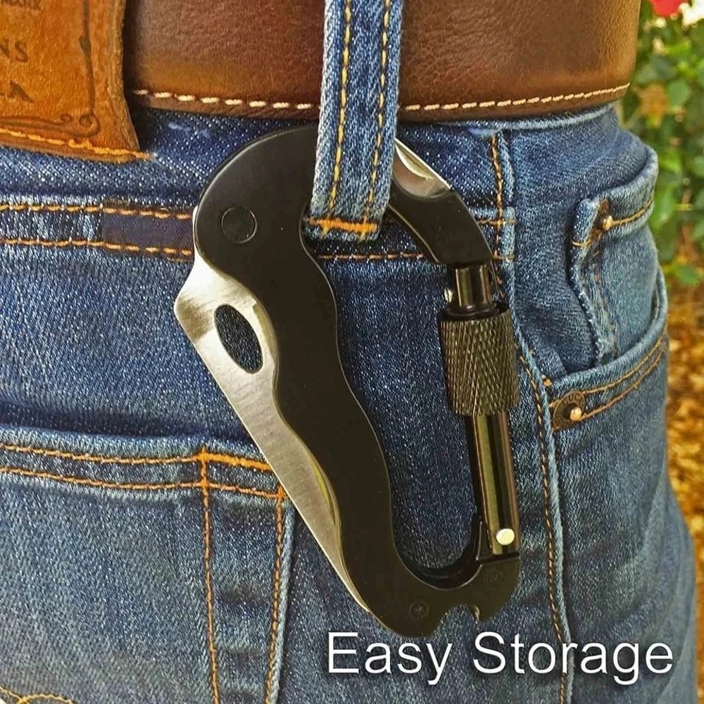 Multitool Carabiner Keychain Knife Clip With Screwdriver And Bottle Opener 7