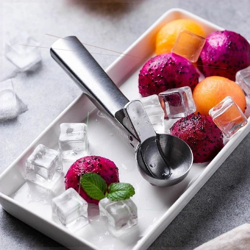 Stainless Steel Ice Cream Scoop With Trigger Release For Cookies And Fruit 1