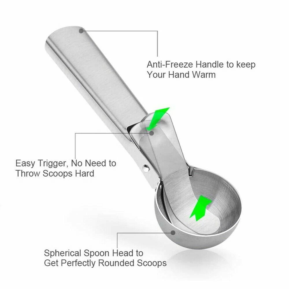 Stainless Steel Ice Cream Scoop With Trigger Release For Cookies And Fruit 6