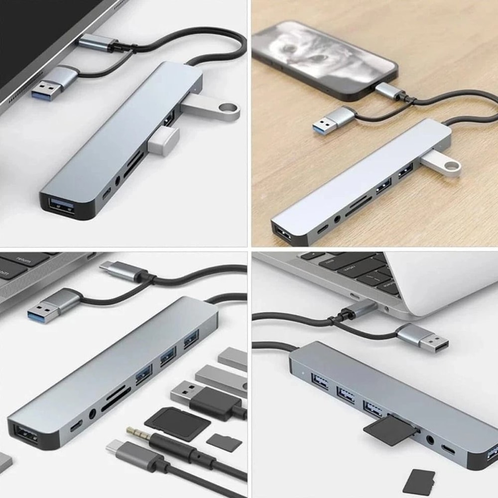 8 In 1 USB C Hub 4K HDMI Adapter For MacBook IPhone And Laptop 2