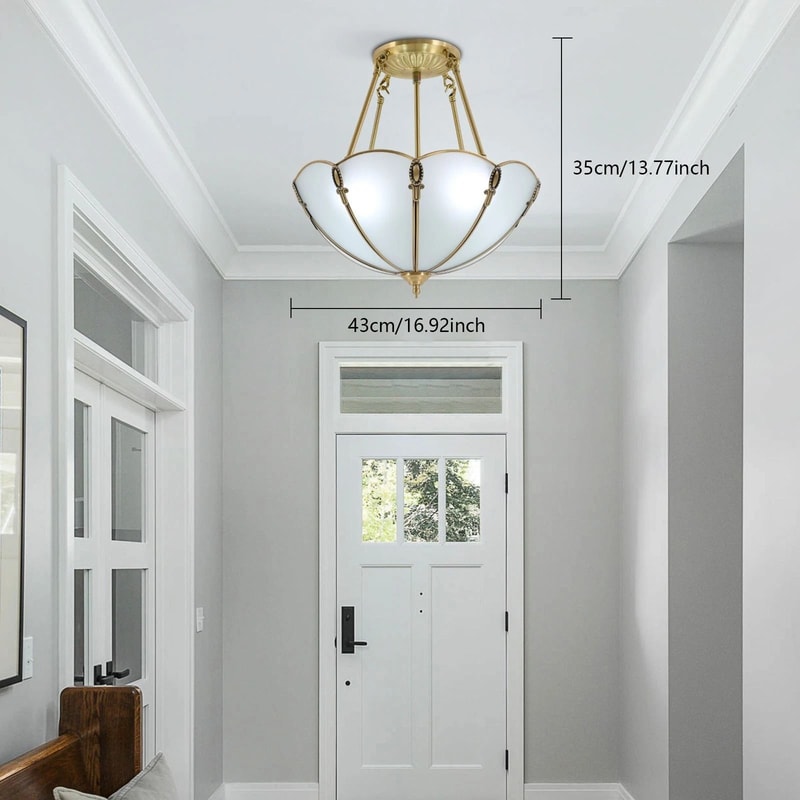 Vintage Pendant Light 4 Light Antique Brass Hanging Chandelier 6