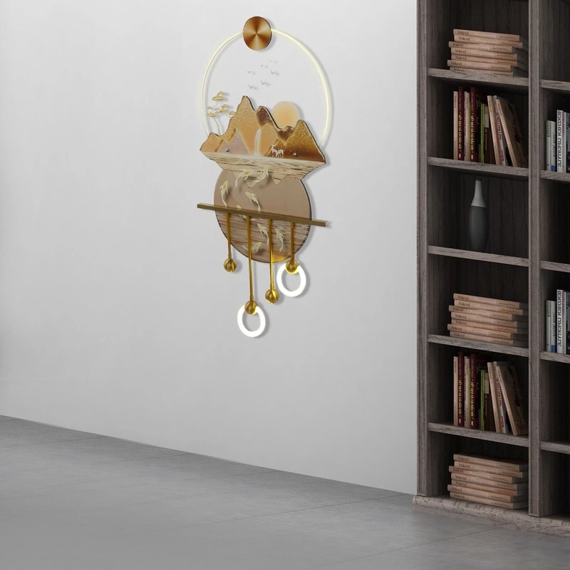 Gold LED Wall Art With Remote Control Modern Illuminated Wall Decor 3