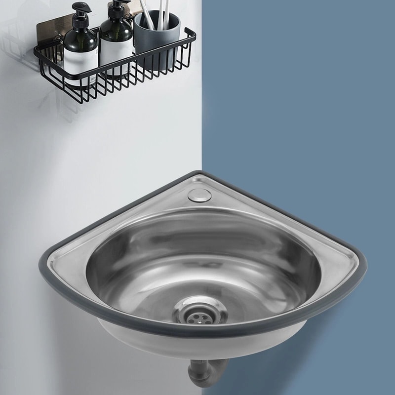 Space Saving Corner Sink Stainless Steel Bar Sink For RV Kitchen Bathroom 12