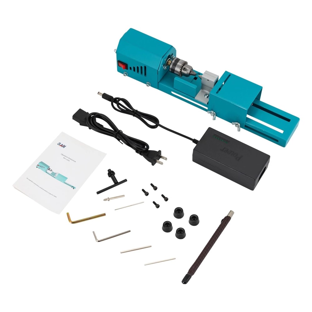 Mini Wood Lathe Beads Polisher Machine 7 Speed Woodworking Craft Tool 6
