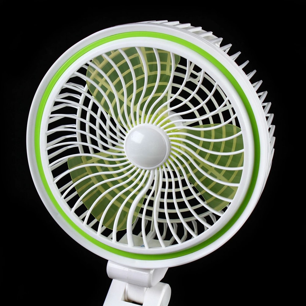 Solar Powered Fan With LED Light Rechargeable Portable Cooling Fan 5