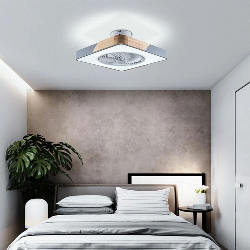 LED Ceiling Fan Lamp With Remote Control Speed Dimmable Light Low Profile Modern Design 1