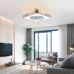 led ceiling fan lamp with remote control, speed, dimmable light, low profile modern design
