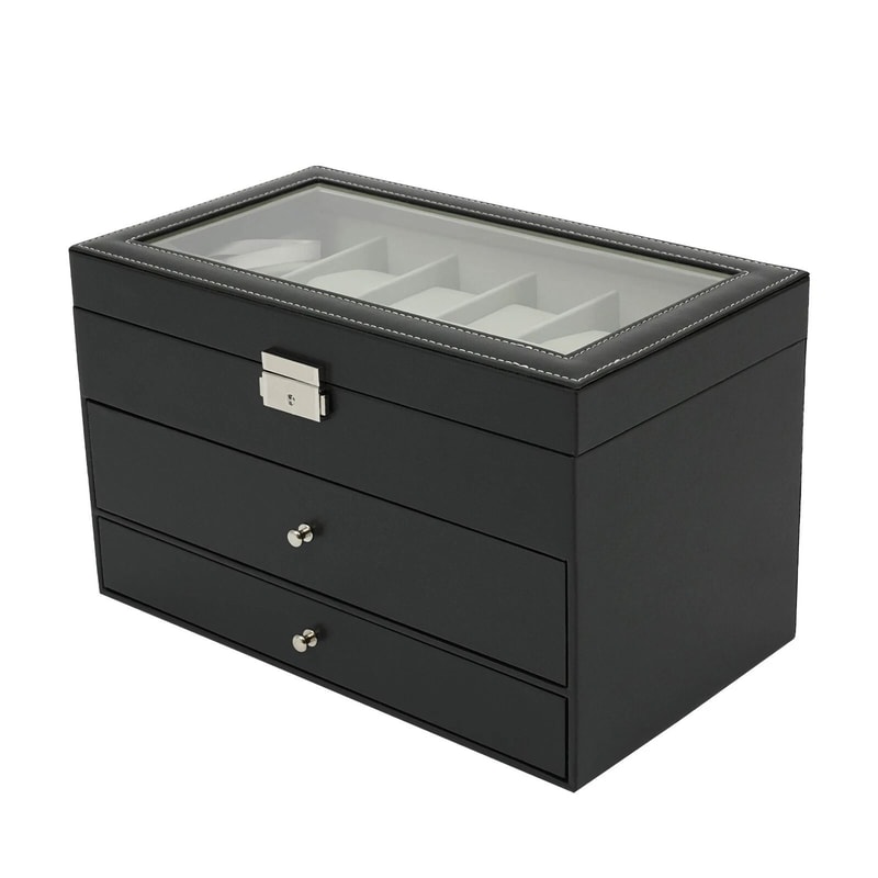 Luxury 3 Tier Jewelry Box Watch Organizer For Elegant Storage 5