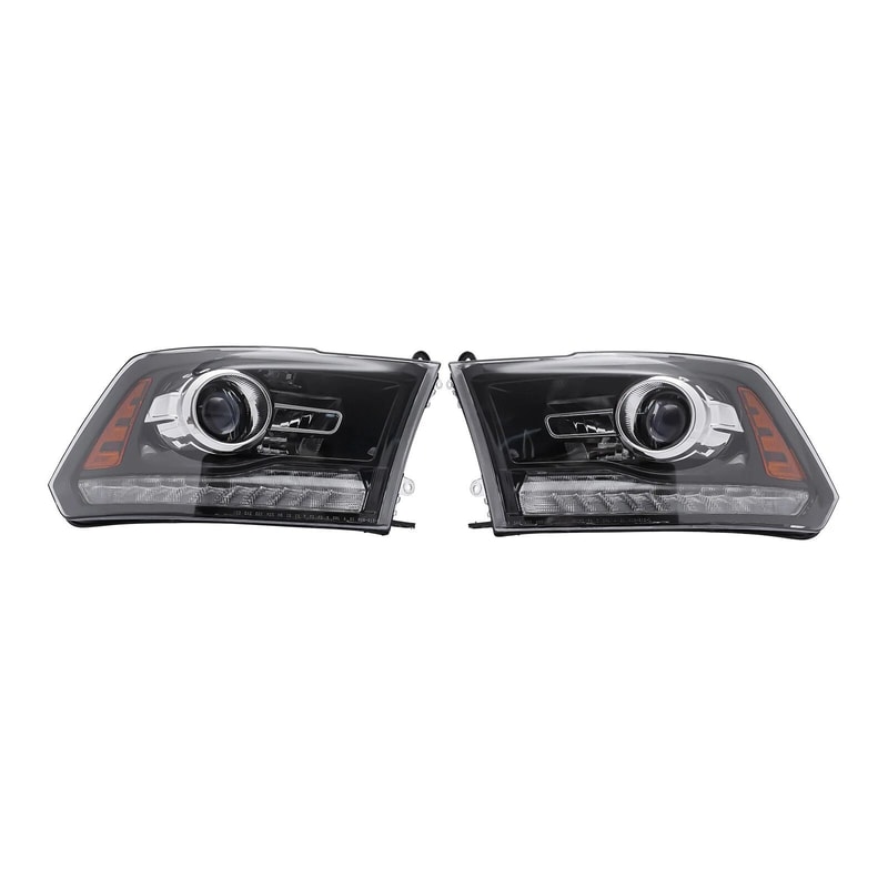 Premium Black Ram Projector Headlights With LED DRL Upgrade 12