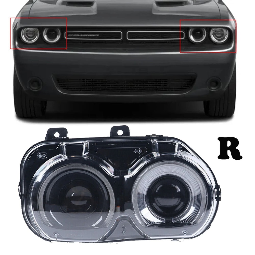 Premium Replacement Dodge Challenger Headlight Right Passenger Halogen Headlight Assembly 6