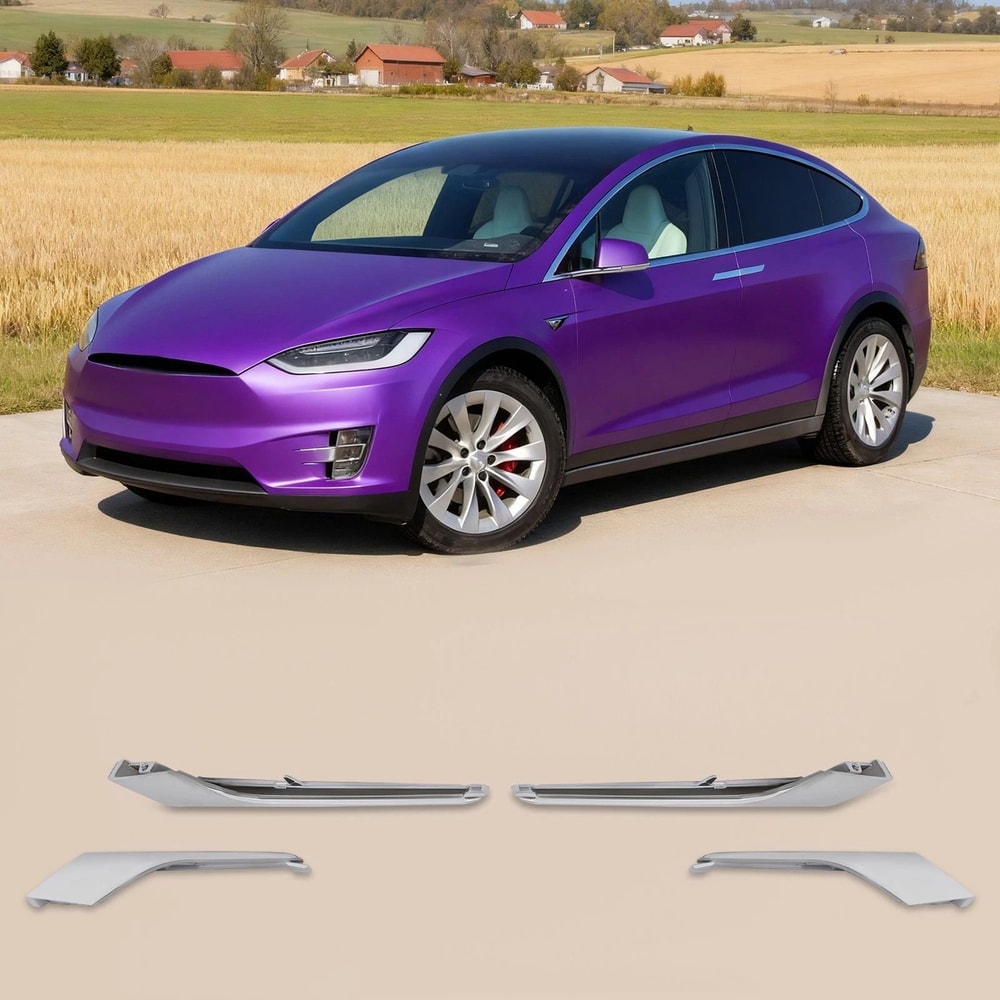 Tesla Model X Front Bumper Chrome Fog Light Trim 2