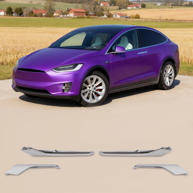 Tesla Model X Front Bumper Chrome Fog Light Trim 2