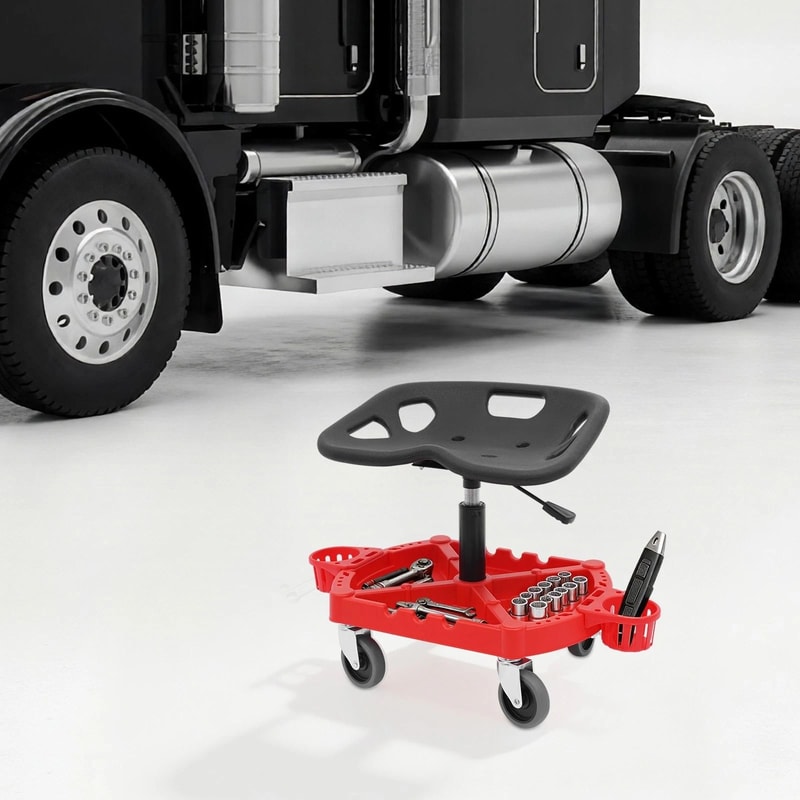 Heavy Duty Rolling Shop Stool Adjustable Garage Work Seat With Swivel Casters Tool Tray 10