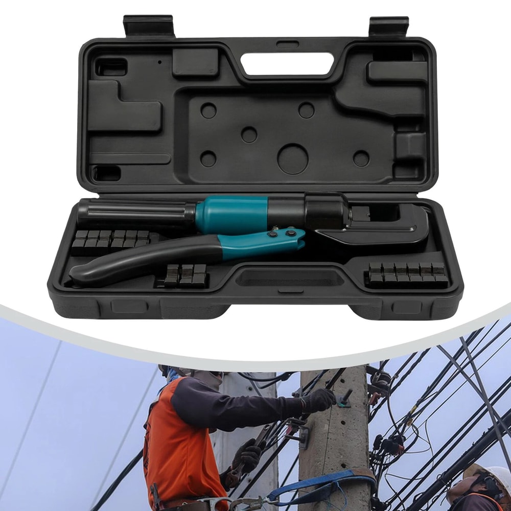 Heavy Duty 8T Hydraulic Crimper With 8 Piece Crimping Dies Set For Wire Rope Cable Railing Swaging 5