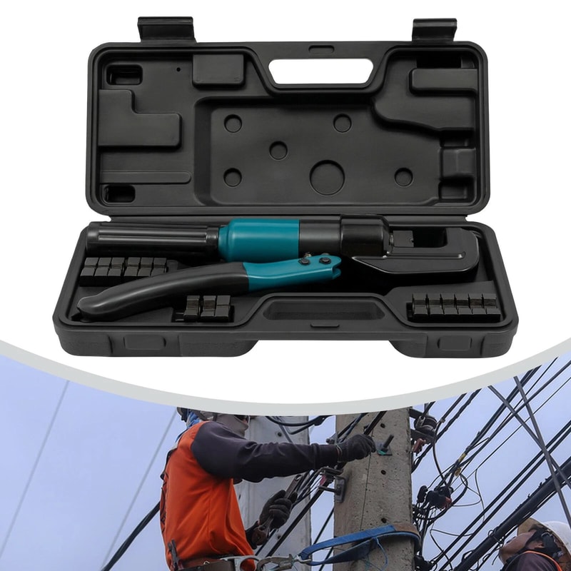 Heavy Duty 8T Hydraulic Crimper With 8 Piece Crimping Dies Set For Wire Rope Cable Railing Swaging 5