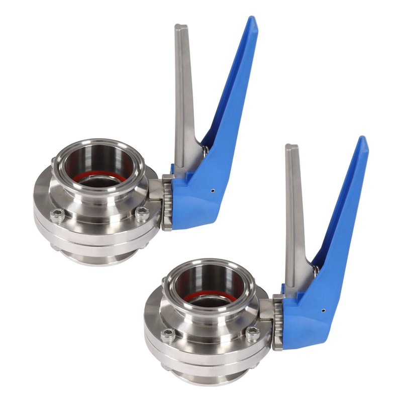 Premium Stainless Steel Butterfly Valves With Blue Trigger Handle High Flow Control 5