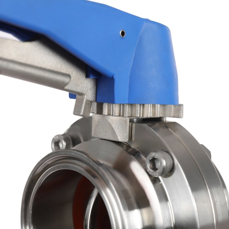 Premium Stainless Steel Butterfly Valves With Blue Trigger Handle High Flow Control 9