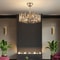 Elegant LED Fan Gold Chandelier Ceiling Light With Remote Semi Flush Mount Fixture 3