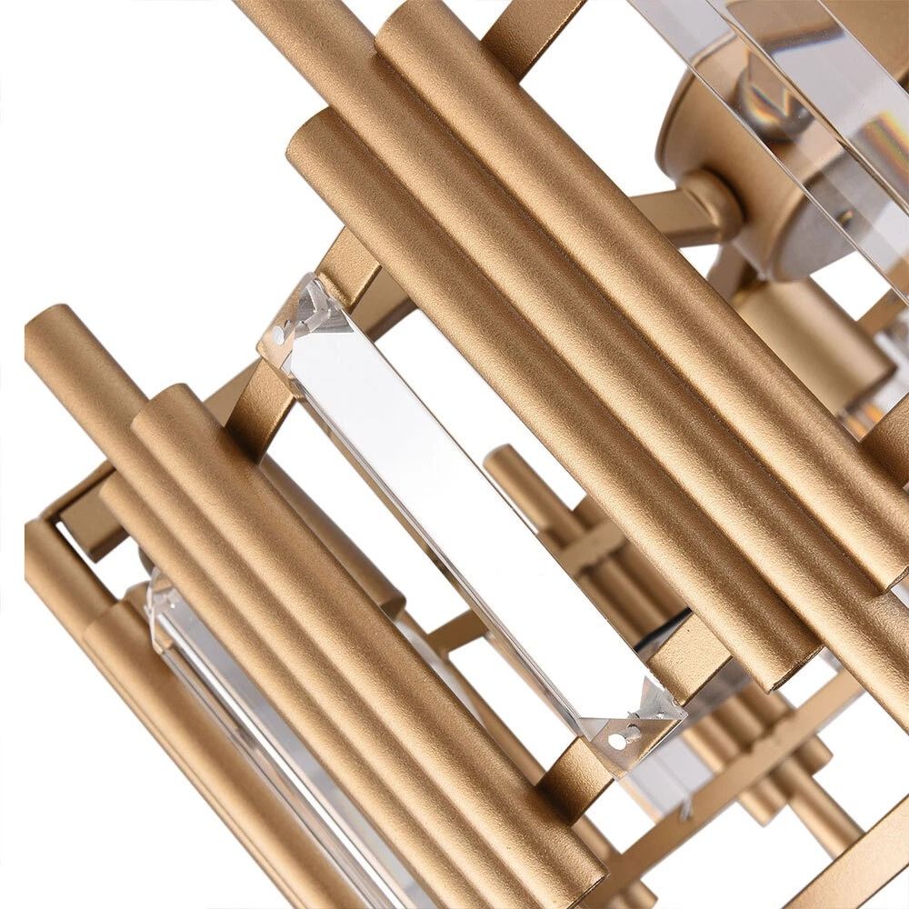 Elegant LED Fan Gold Chandelier Ceiling Light With Remote Semi Flush Mount Fixture 10