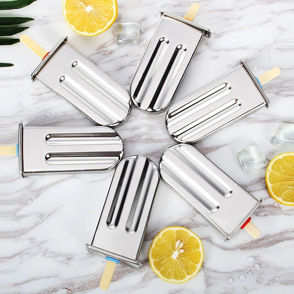 Premium Stainless Steel Ice Cream Molds Pop Lolly Holder Set 7