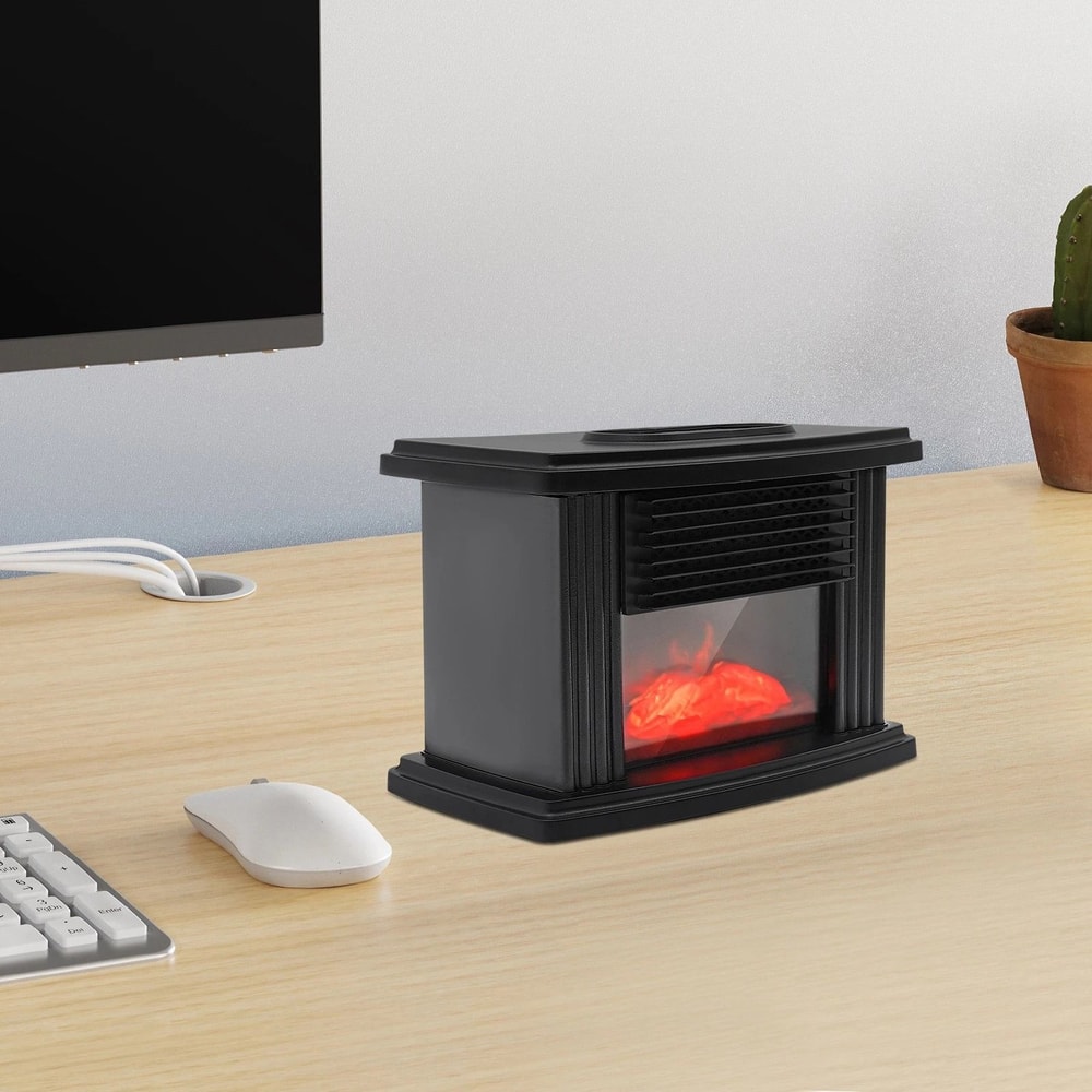Portable Electric Fireplace Heater With 3D Realistic Flame Heating Compact Space Heater For Cozy W 10