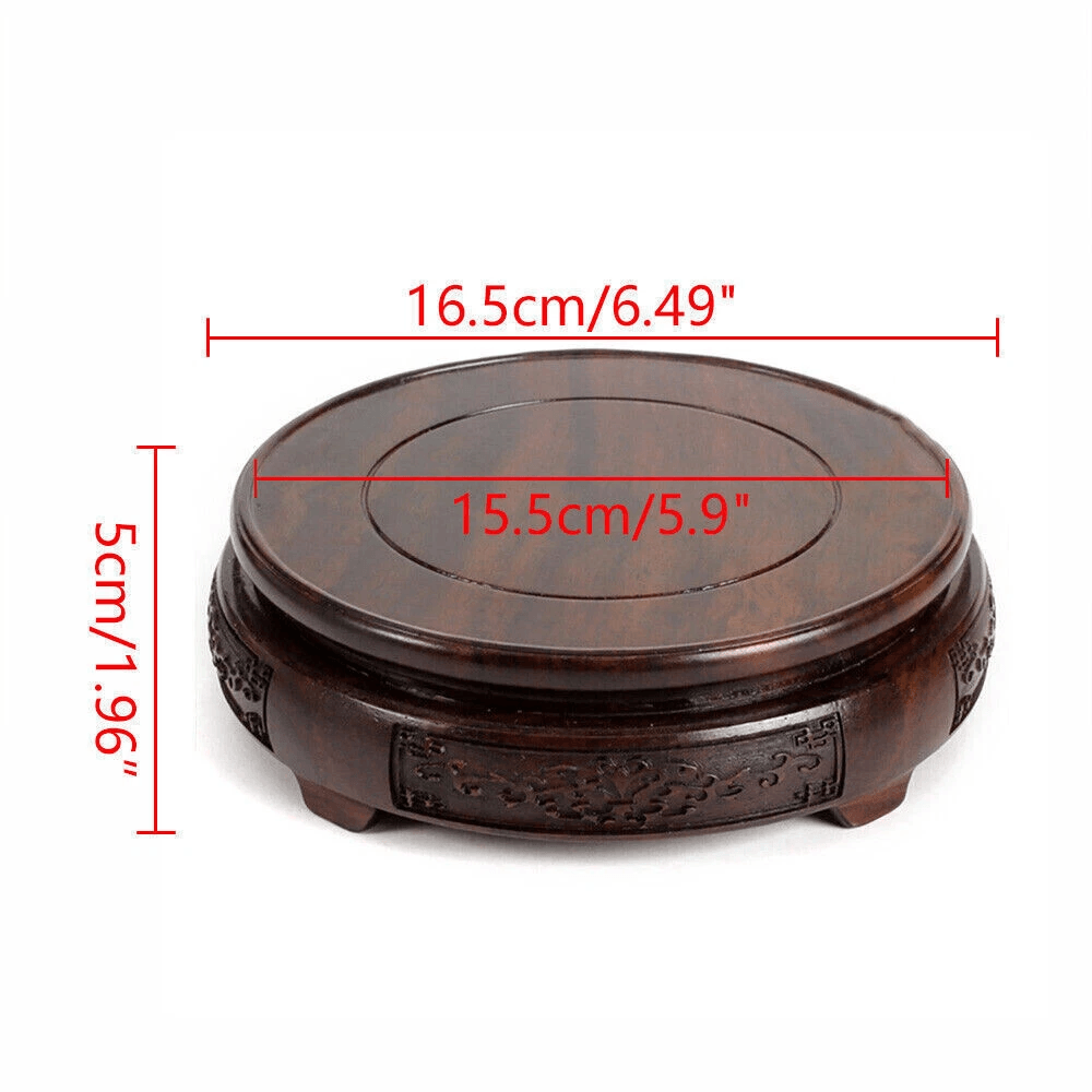 Premium Hand Carved Wood Display Stand Elegant Round Pedestal Bonsai Stand Teapot Vase Base 11