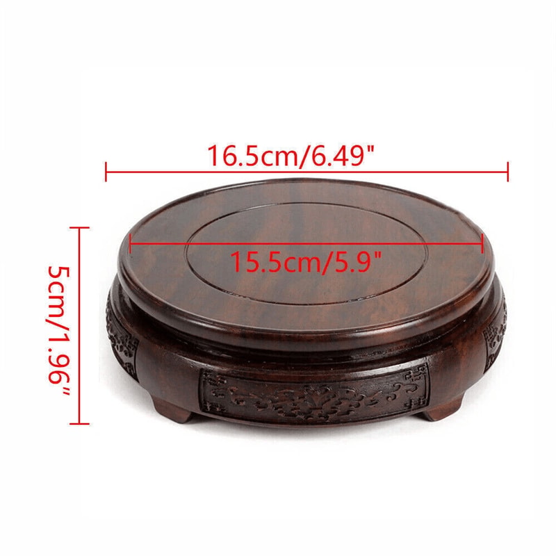 Premium Hand Carved Wood Display Stand Elegant Round Pedestal Bonsai Stand Teapot Vase Base 11