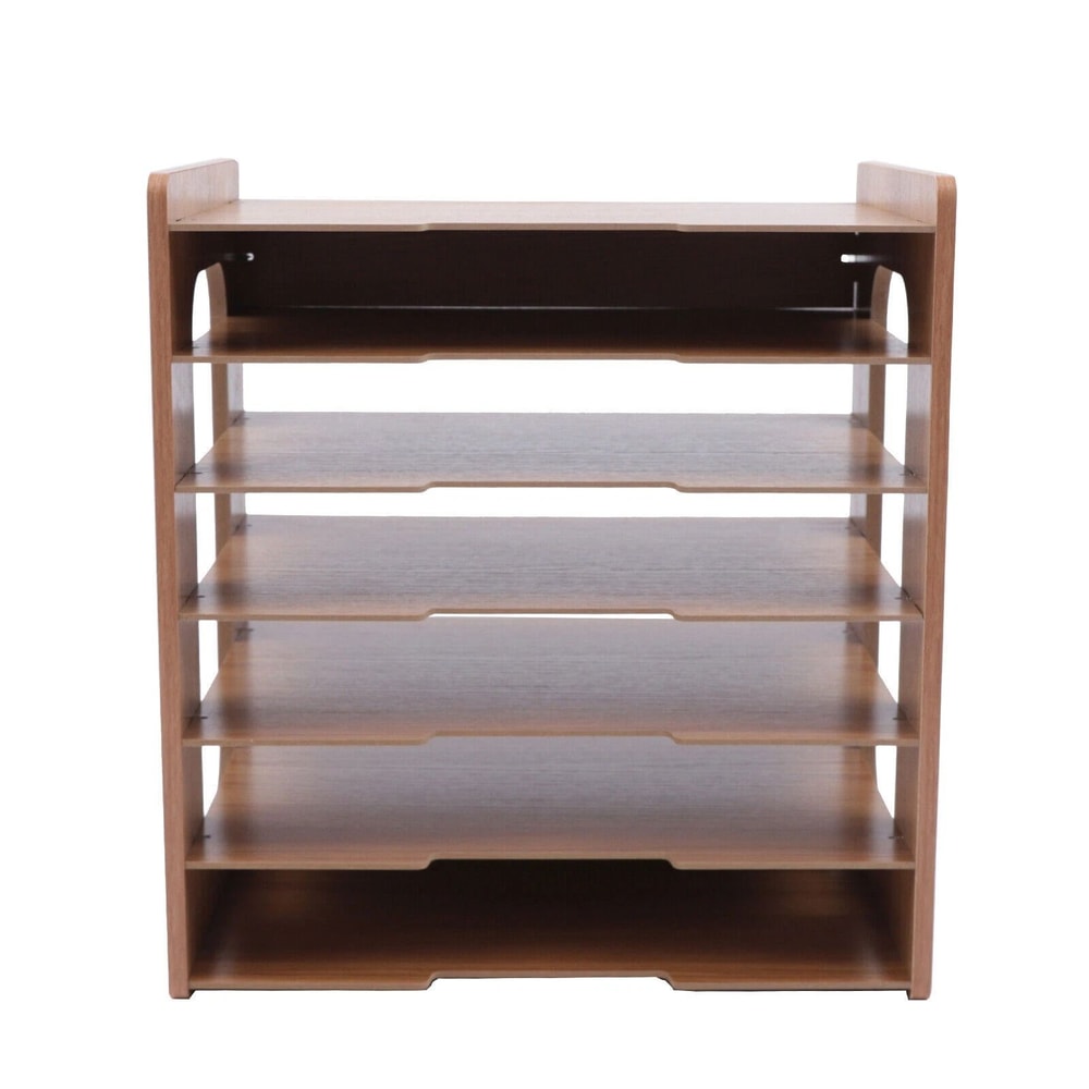 Wood Desk Organizer Desktop File Holder For Office Document Storage 2