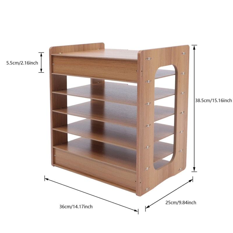 Wood Desk Organizer Desktop File Holder For Office Document Storage 3
